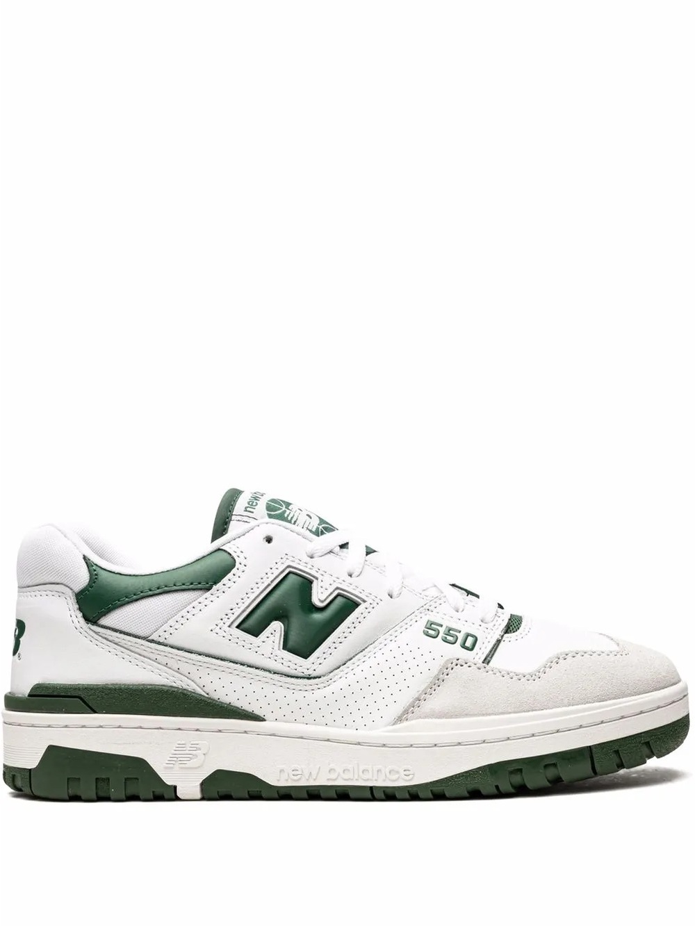 New Balance Men's White and Green 550 Low-Top Sneakers